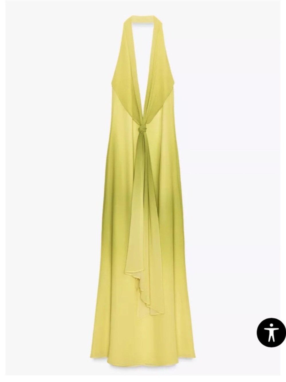 Zara Lime Green Halter Tie-Front Maxi Dress